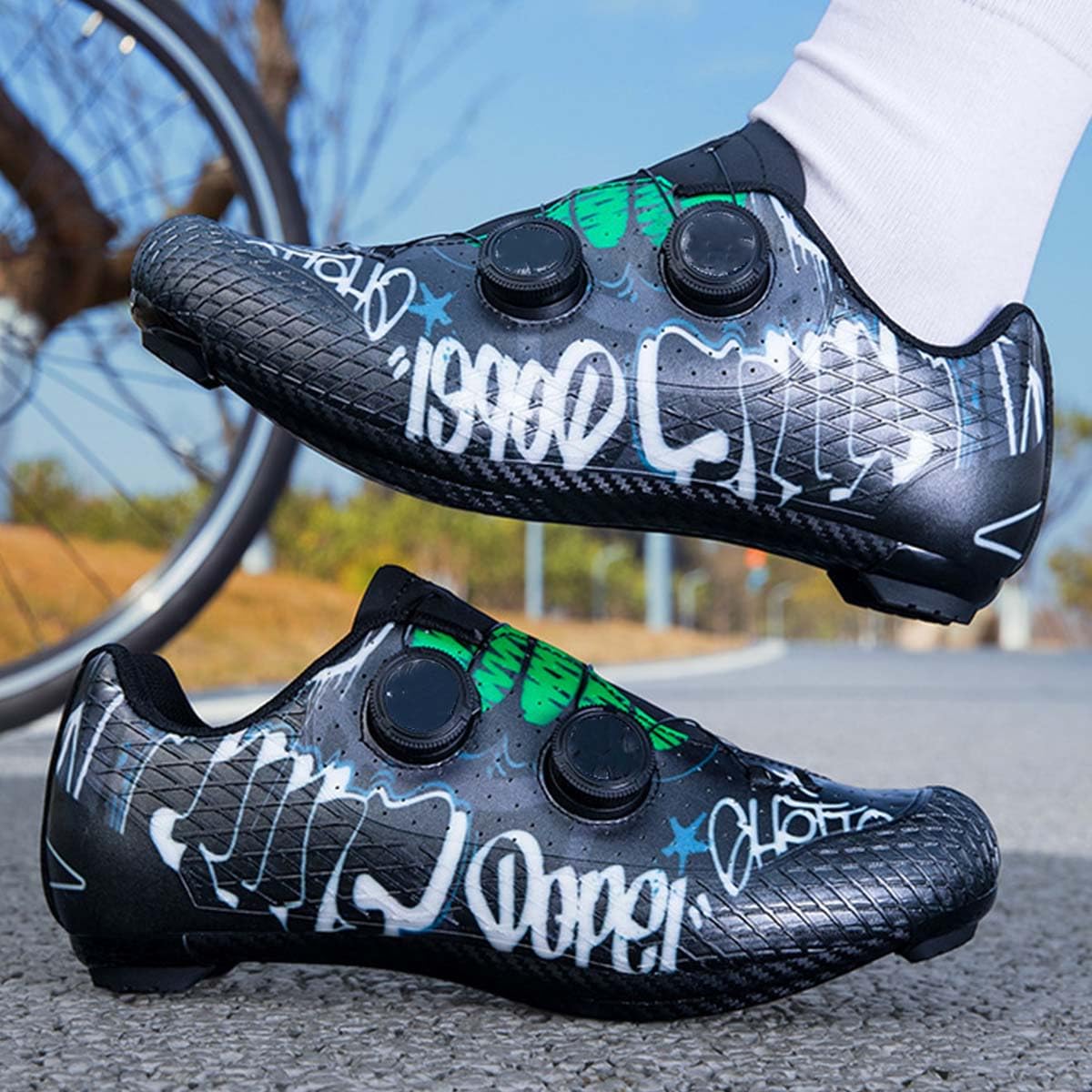 Scarpe da Ciclismo su Strada con Delta Pedale | Traspirante, Leggera, multifunzionali, Microfibra, Chiusura A Rotella, Suola Antiscivolo, Sportive da Esterno