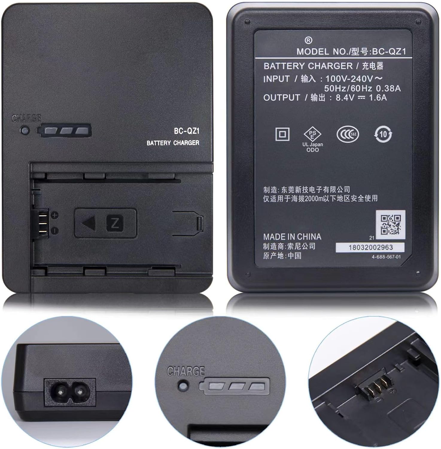 BC-QZ1 Camera Battery Charger for Sony NP-FZ100 A7 III, Alpha A7R III, A7R IV, A9, A6600, Alpha 9S,lpha a9 II, Alpha 9R