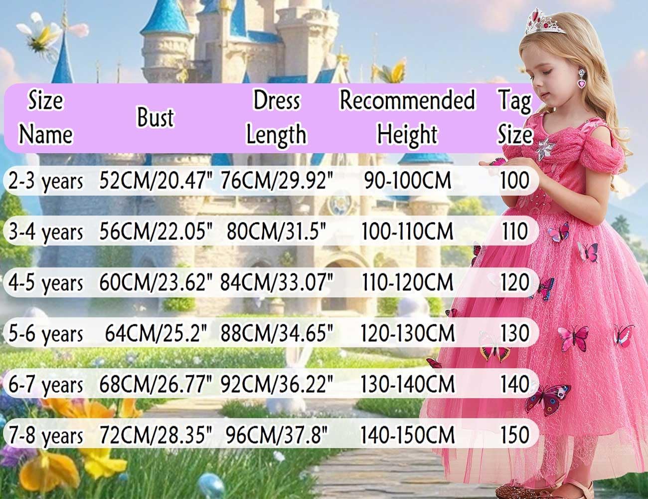 iTVTi Flower Girls Princess Costume Butterfly Christmas Halloween Dress with Accessories