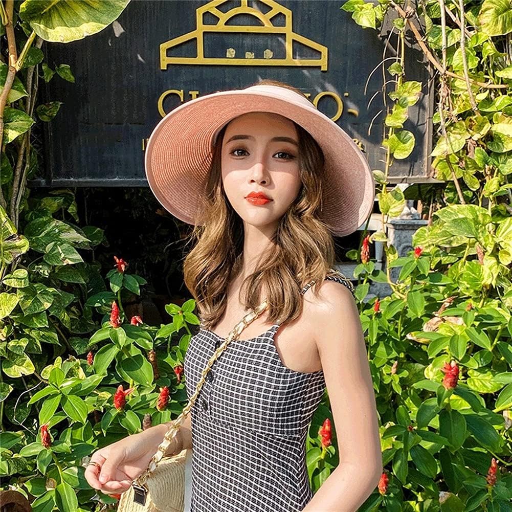 Sombreros de Sol para Mujer, Gorra de Verano, Sombrero de Paja, Visera, Informal, de ala Ancha, Flexible, Plegable, para Viajes, Vacaciones y Playa (c Mcode)