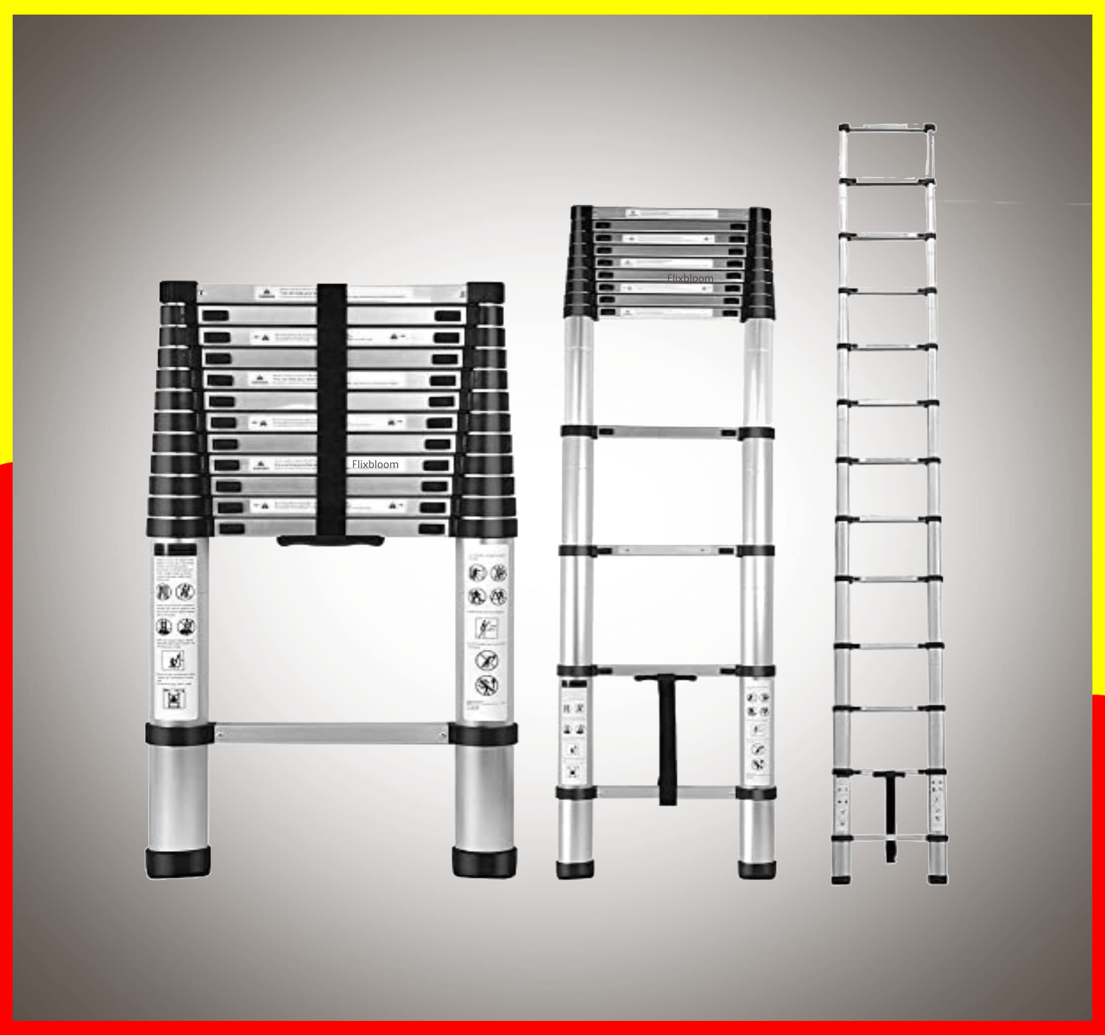 Flixbloom Perfect Portable and Compact Aluminium Telescopic Ladder (10.5 Feet (3.2 Meter))