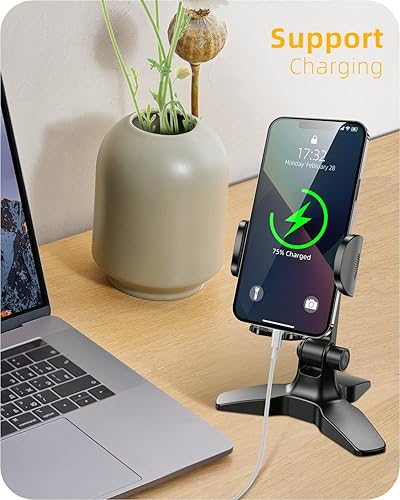 Miniatura 5 de APPS2Car Soporte de teléfono celular para escritorio, soporte de teléfono de escritorio ajustable, compatible con funda gruesa, soporte para