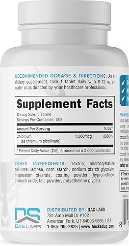 Miniatura 2 de Bucked Up Picolinato de cromo 1000mcg por porción, Bucked Up Essentials (180 porciones, 180 tabletas)