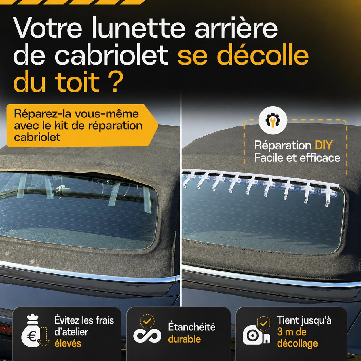Kit de Réparation de Vitre Arrière pour Capote de Cabriolet