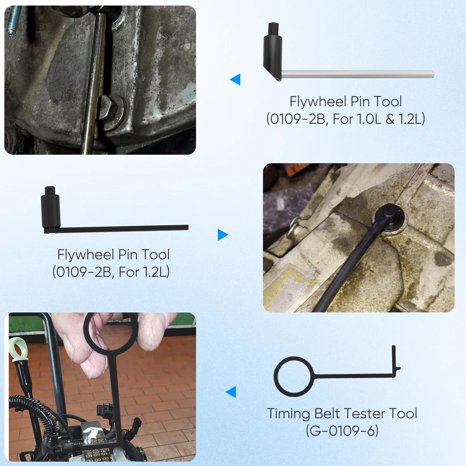 Set di attrezzi per la regolazione del motore 1.2 PureTech, compatibile con Citroen Peugeot Opel 1.2 GDI VTi VVT, motore a benzina, 7 pezzi, strumento di bloccaggio albero a camme e strumento di