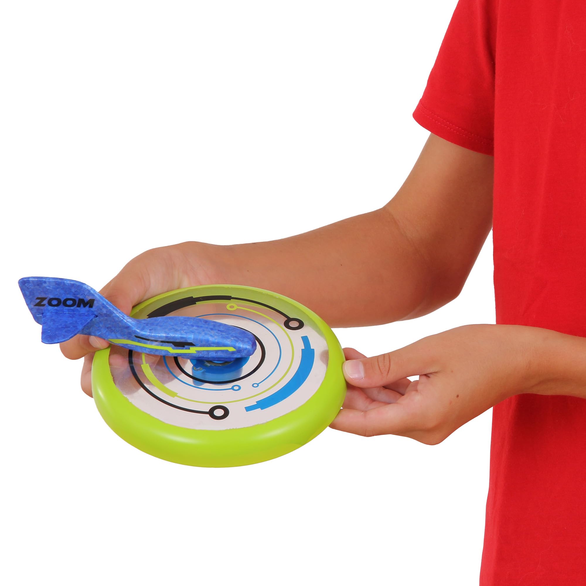 Zoom Verde, Divertido Juego al Aire Libre, Lánzalo como un Disco y Observa cómo Planea por el Cielo como un Avión, Juguete para Niños y Niñas a Partir de 6 Años en Adelante