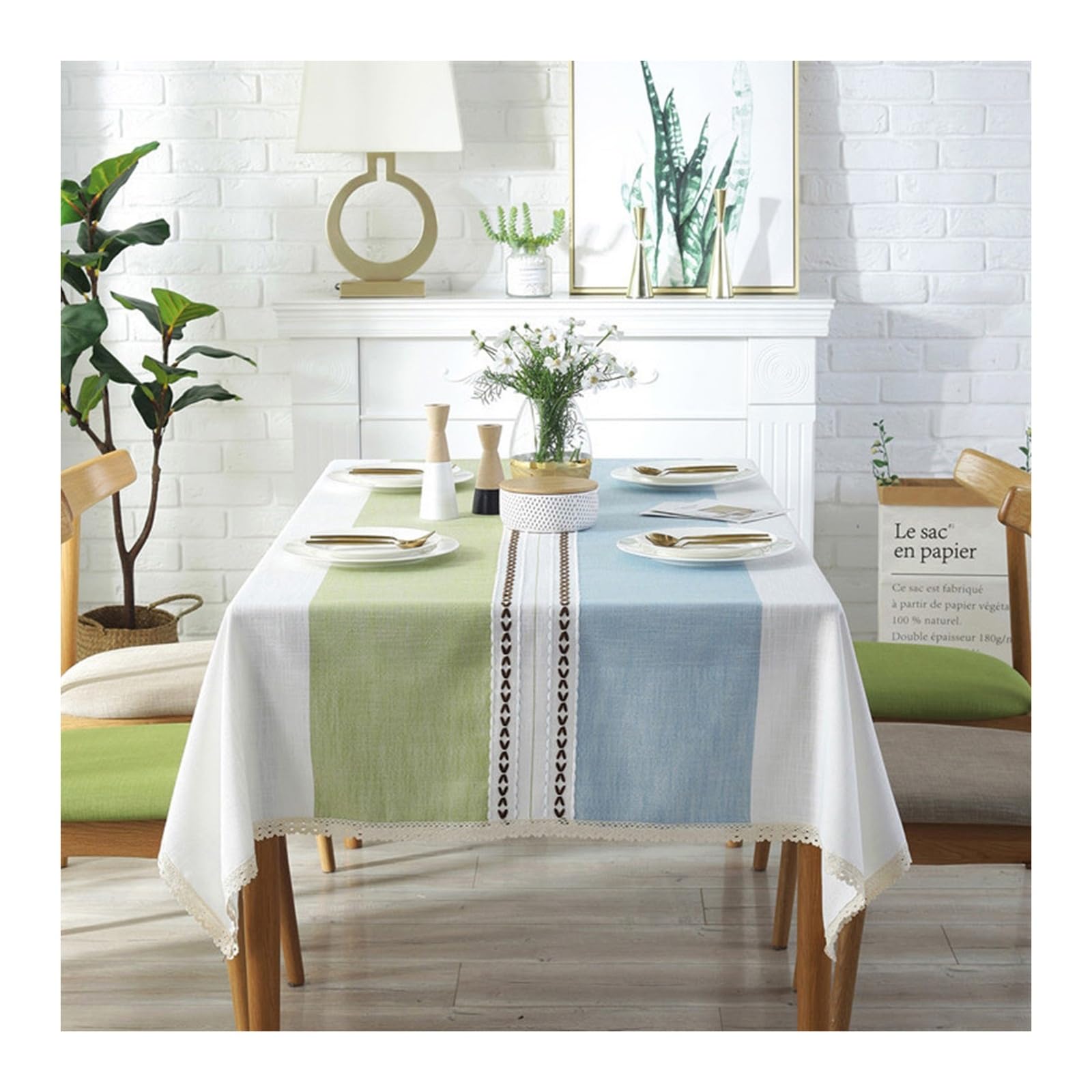 Nappe style O KnSam carrée 120x120cm lavable pour table de cuisine chic