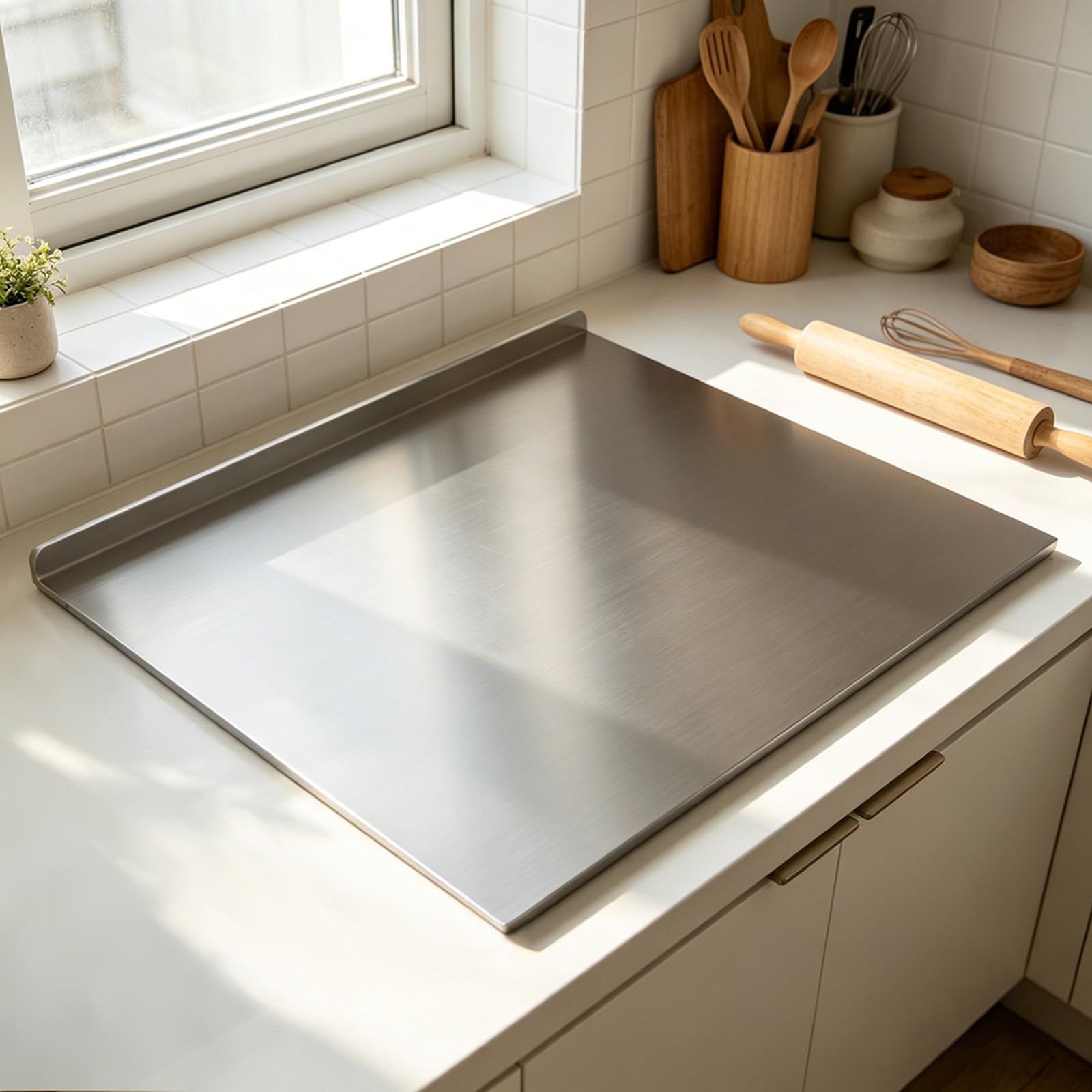 50*40CM*2MM 304 Stainless Steel Cutting Board, Countertop Chopping Boards, Heavy steel Cutting Board Duty Worktop,Easy to Clean,for Kneading Rolling Bread Meat Vegetable Fruit Baking Pizza (50*40)