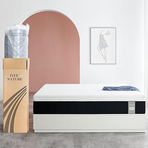 Miniatura 5 de Iyee Nature Colchón de tamaño Queen de espuma viscoelástica de gel refrescante de 10 pulgadas, en caja, apoyo y alivio de la presión, con cubierta
