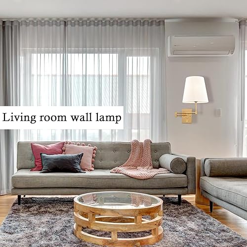 Miniatura 7 de HYDELITE Moderno aplique de pared enchufable de níquel con brazo oscilante, juego de 2 para dormitorio, cableado con interruptor