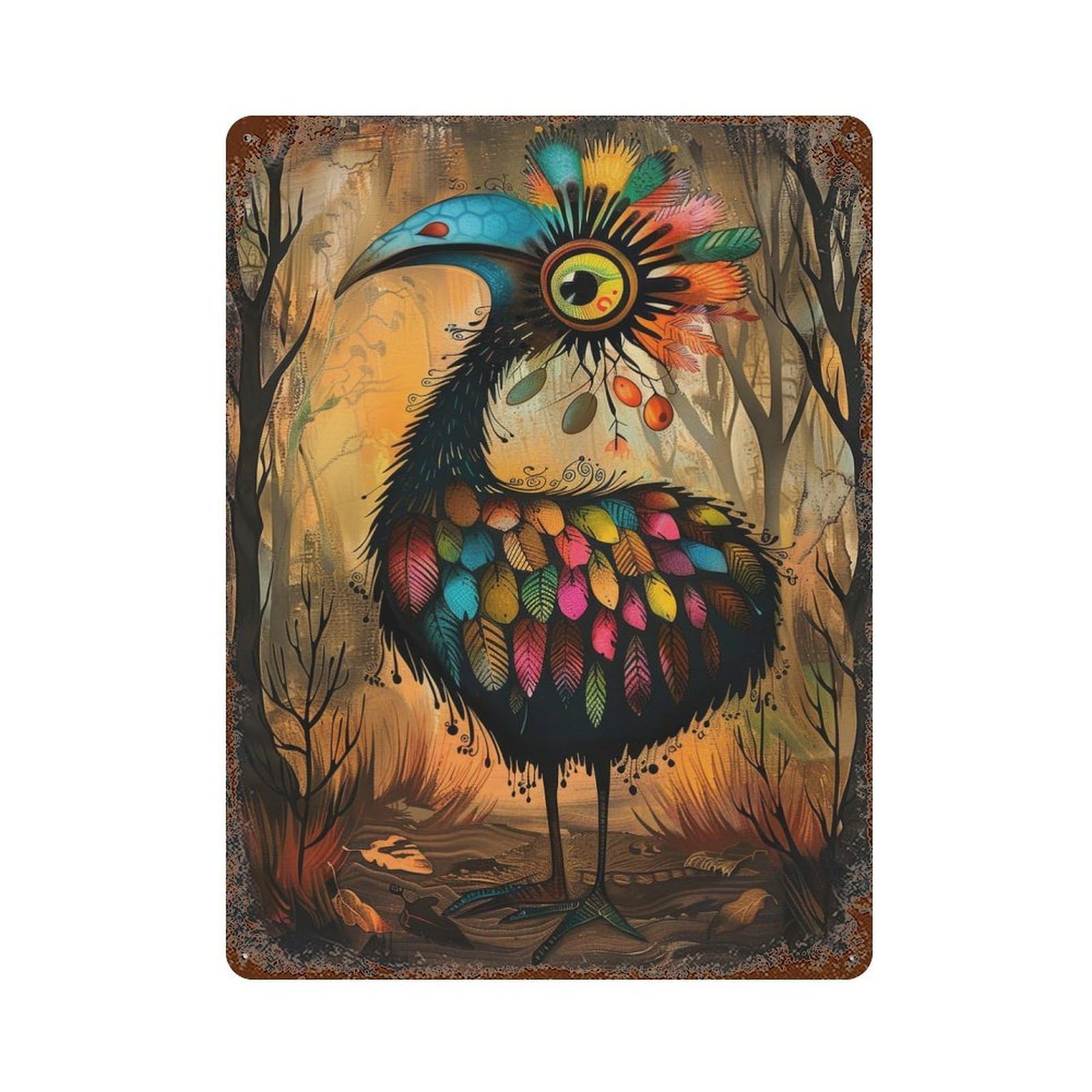 Vibrant Forest Dodo Rusty Metal Tin Sign 15.7"x11.8", Ideal for Shed, Workshop And Garage Wall Decor