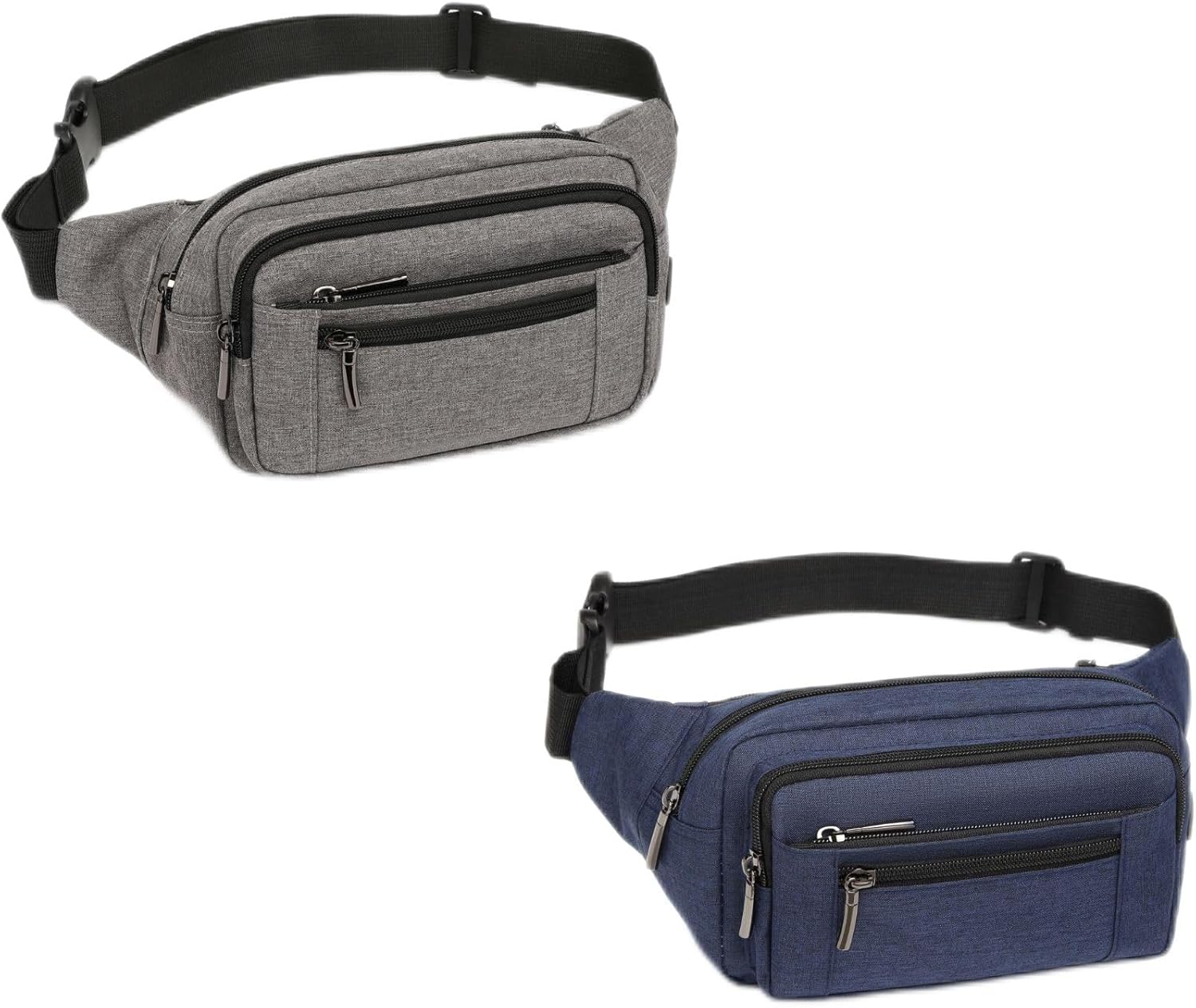 Packism Fanny Pack for Women Men - Fanny Packs for Women Cross Body Everywhere Belt Bag Bum Bag with 6 Zipper Pockets Plus Size & Adjustable Strap for Traveling Cycling Running Hiking, Bundle