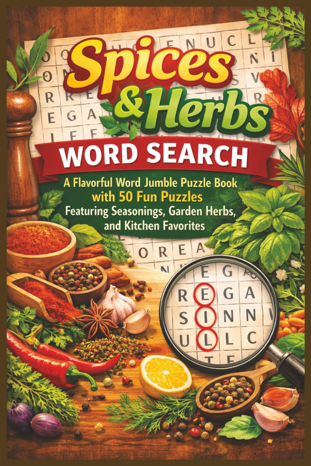 Spices & Herbs Word Search: A Flavorful Word Jumble Puzzle Book with 50 Fun Puzzles Featuring Seasonings, Garden Herbs, and Kitchen Favorites (Word search books collection)