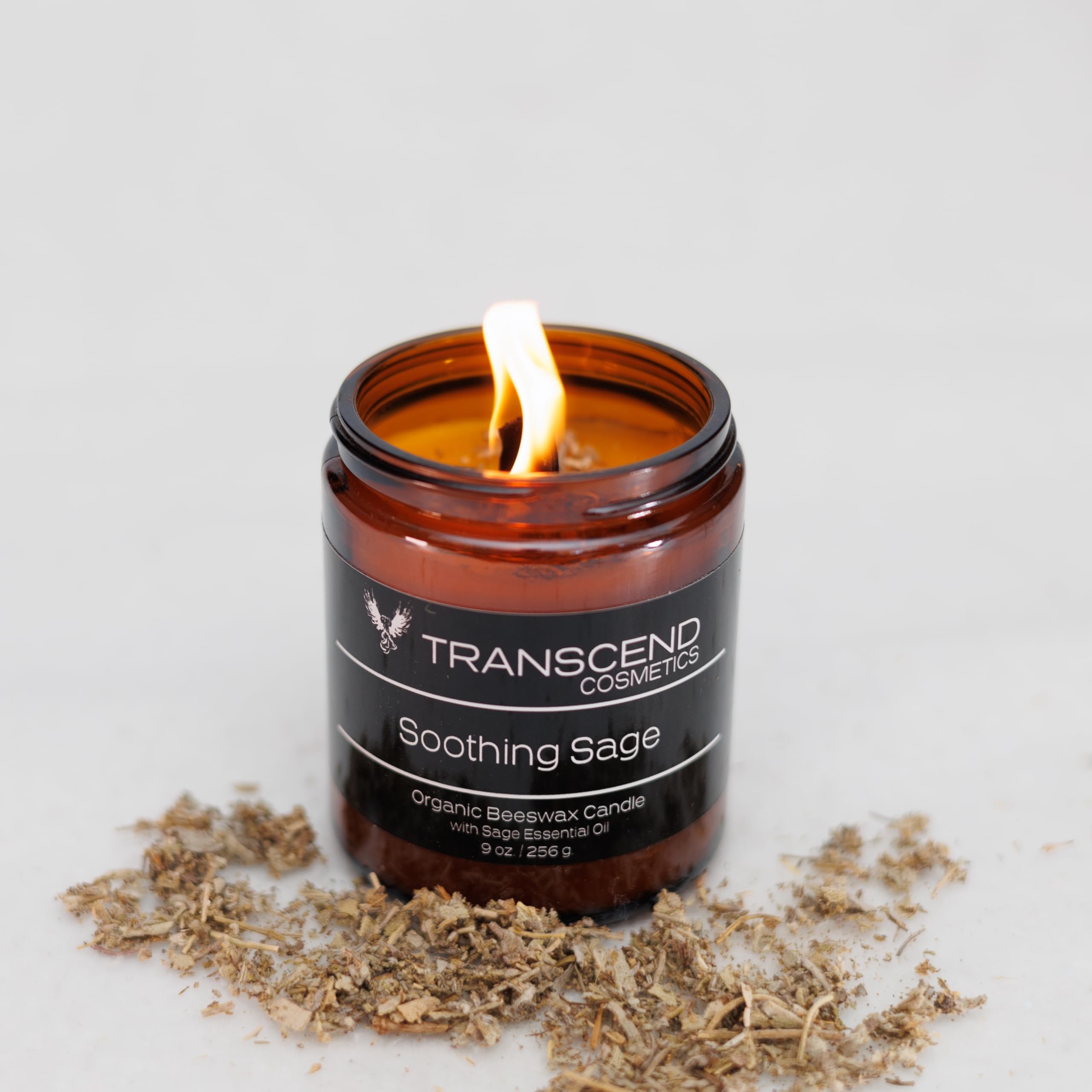 Transcend Cosmetics Soothing Sage Organic Beeswax Candle, Black