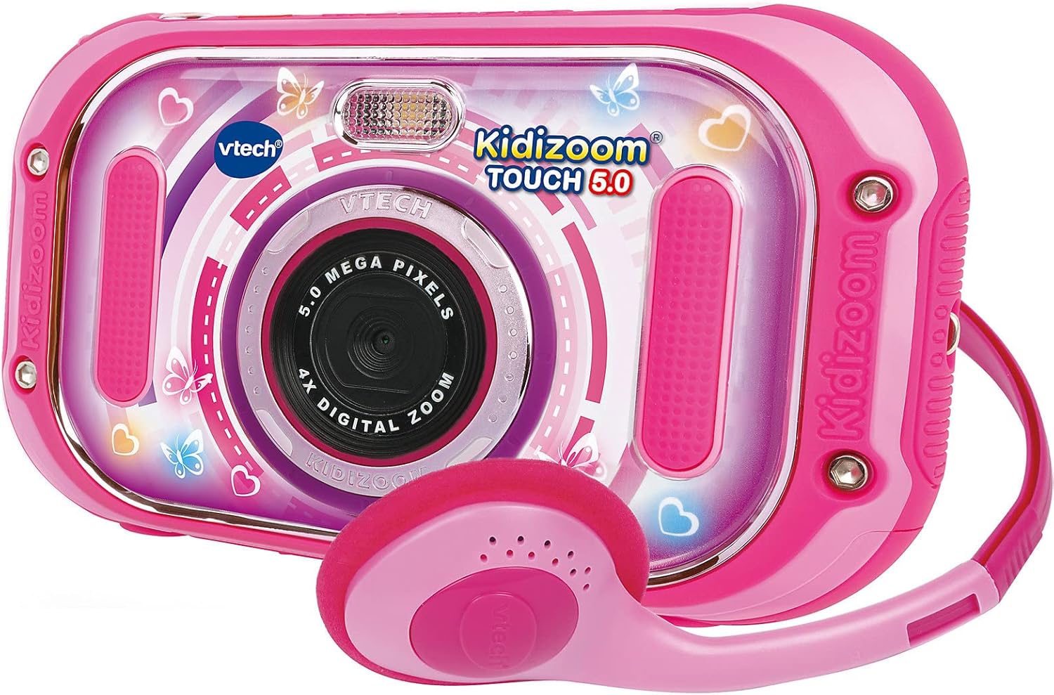 VTech KidiZoom Touch 5.0 Pink camera with included pink headphones