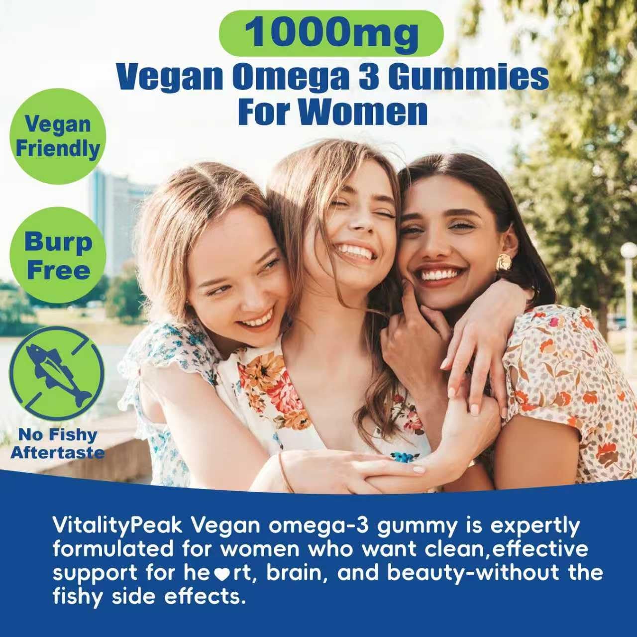 Vegan Omega 3 Gummies 1000mg - Algae Omega 3 Supplement for Women & Men with CoQ10, Vitamin D3, K2 & Turmeric - Fish Oil Alternative for Adults with DHA EPA for Brain, Eye- Sugar Free, 120 Count - Image 6