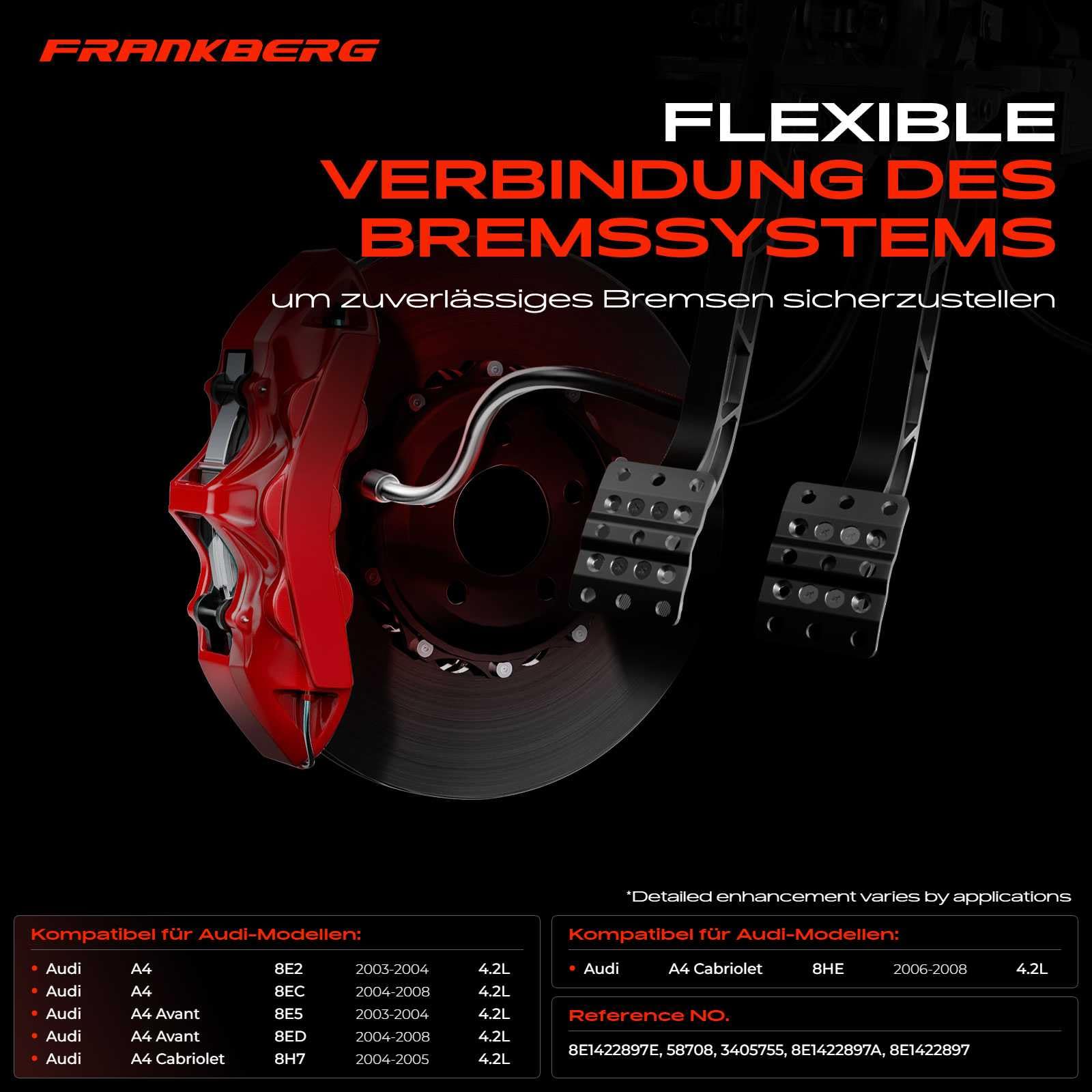 Frankberg Servolenkung Schlauch Kompatibel mit A4 8E2 8EC B7 4.2L 2003-2008 A4 Avant 8E5 B6 8ED B7 4.2L 2003-2008 A4 Cabriolet 2004-2008