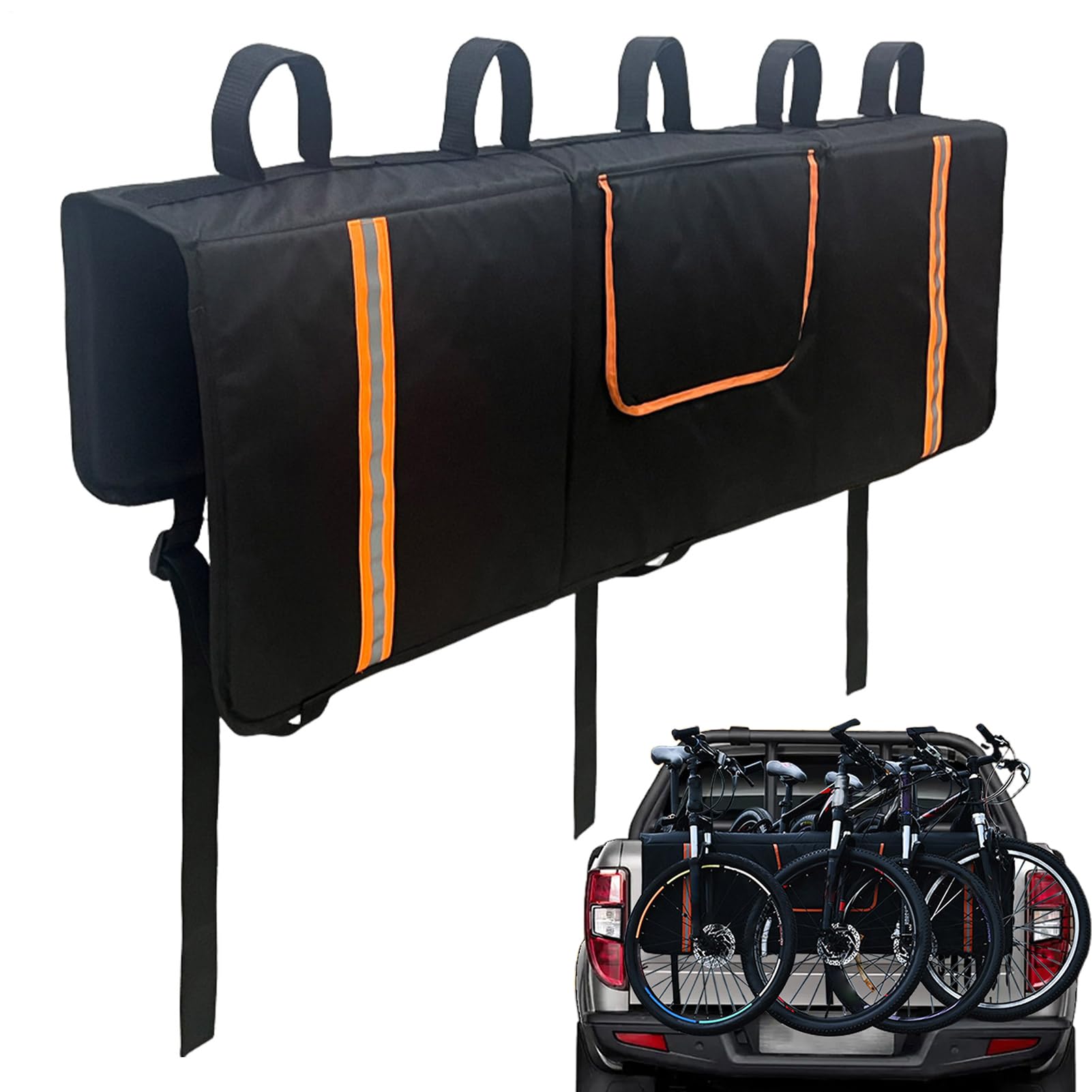Fahrradmatte für Heckklappe für LKW – hält 5 Fahrräder, wasserdichter Schutz für die Heckklappe | Gepäckträger hinten für Mountainbikes, E-Bikes,