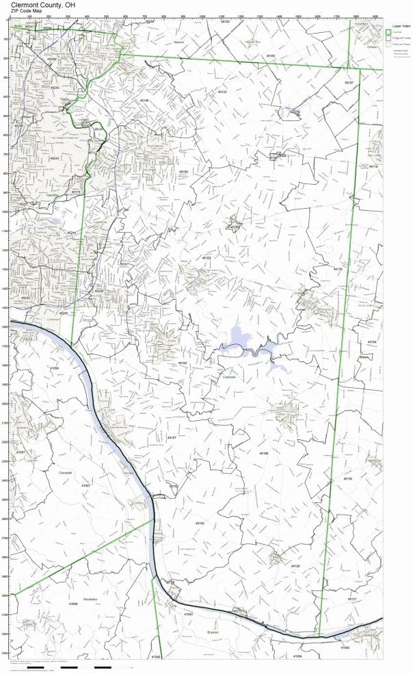 Amazon.com: Clermont County, Ohio OH ZIP Code Map Not Laminated ...