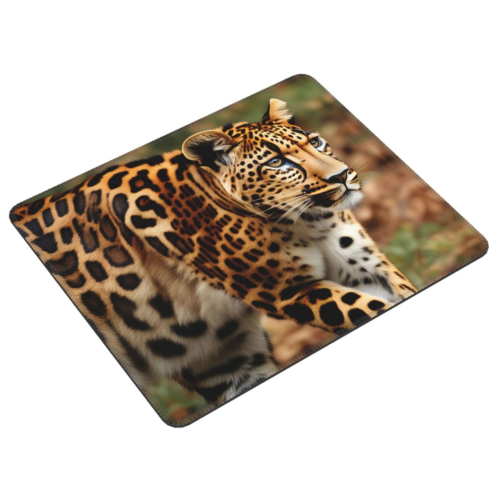 Tappetino per mouse impermeabile con bordo cucito, base in gomma antiscivolo, design per laptop o computer desktop, carta da parati con motivo leopardato