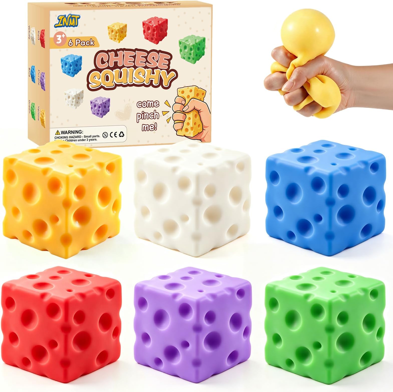 Cheese Squishy Fidget Toys for Kids Adults, 2.4in Slow Rising Squishy, 6PC