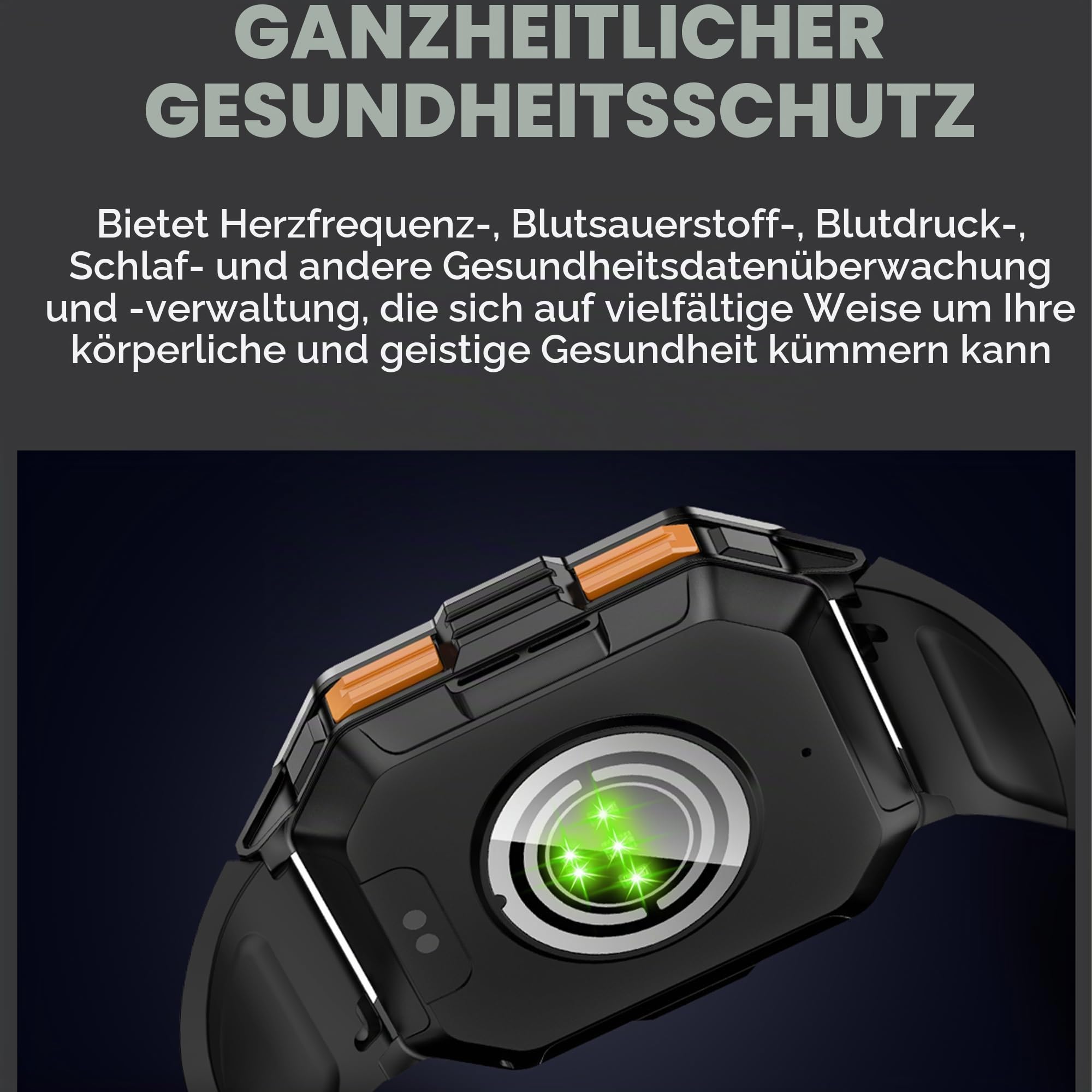 2,01" AMOLED Smartwatch Herren mit Telefonfunktion, 430mAh Batterie, Sportuhr mit Bluetooth Anrufe Fitnessuhr mit Schlafmonitor Schrittzähler, 5ATM Wasserdicht Smart Watch für iOS Android (Schwarz)