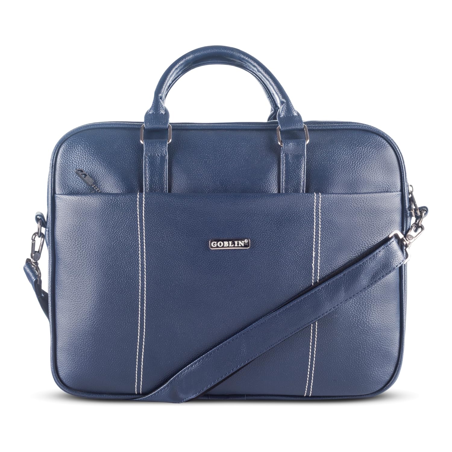 Goblin Matrix Pro Office Bag with Adjustable and Detachable Shoulder Belt, Trolley Strap, 14 Inch Laptop Briefcase, Vegan Leather Formal Executive Professional Bag for Men and Women – Blue Goblin Matrix Pro Office Bag with Adjustable and Detachable Shoulder Belt, Trolley Strap, 14 Inch Laptop Briefcase, Vegan Leather Formal Executive Professional Bag for Men and Women – Blue