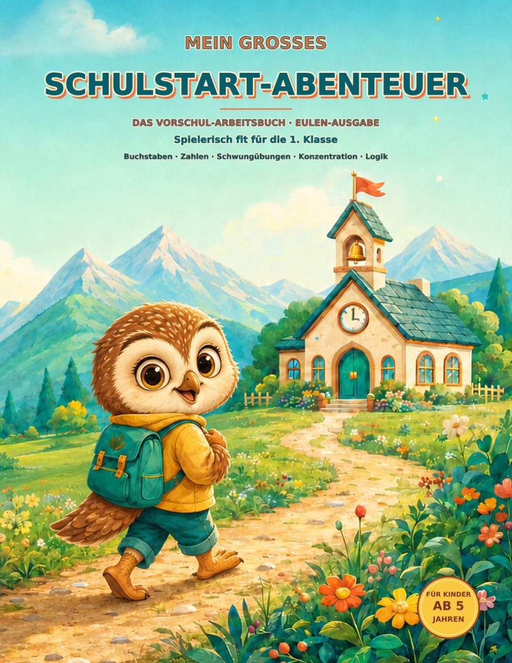 Mein großes Schulstart Abenteuer Eule: Das Vorschul-Arbeitsbuch: Spielerisch fit für die 1. Klasse – Buchstaben, Zahlen, Schwungübungen, Konzentration, Logik und Schreiben