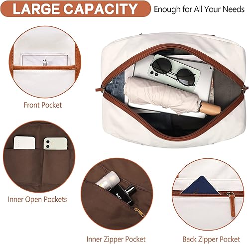 Miniatura 4 de Bolsa de lona para mujer, de viaje, bolsa de fin de semana grande, con compartimento para zapatos, ideal para viajesuso diarioregalo de cumpleaños