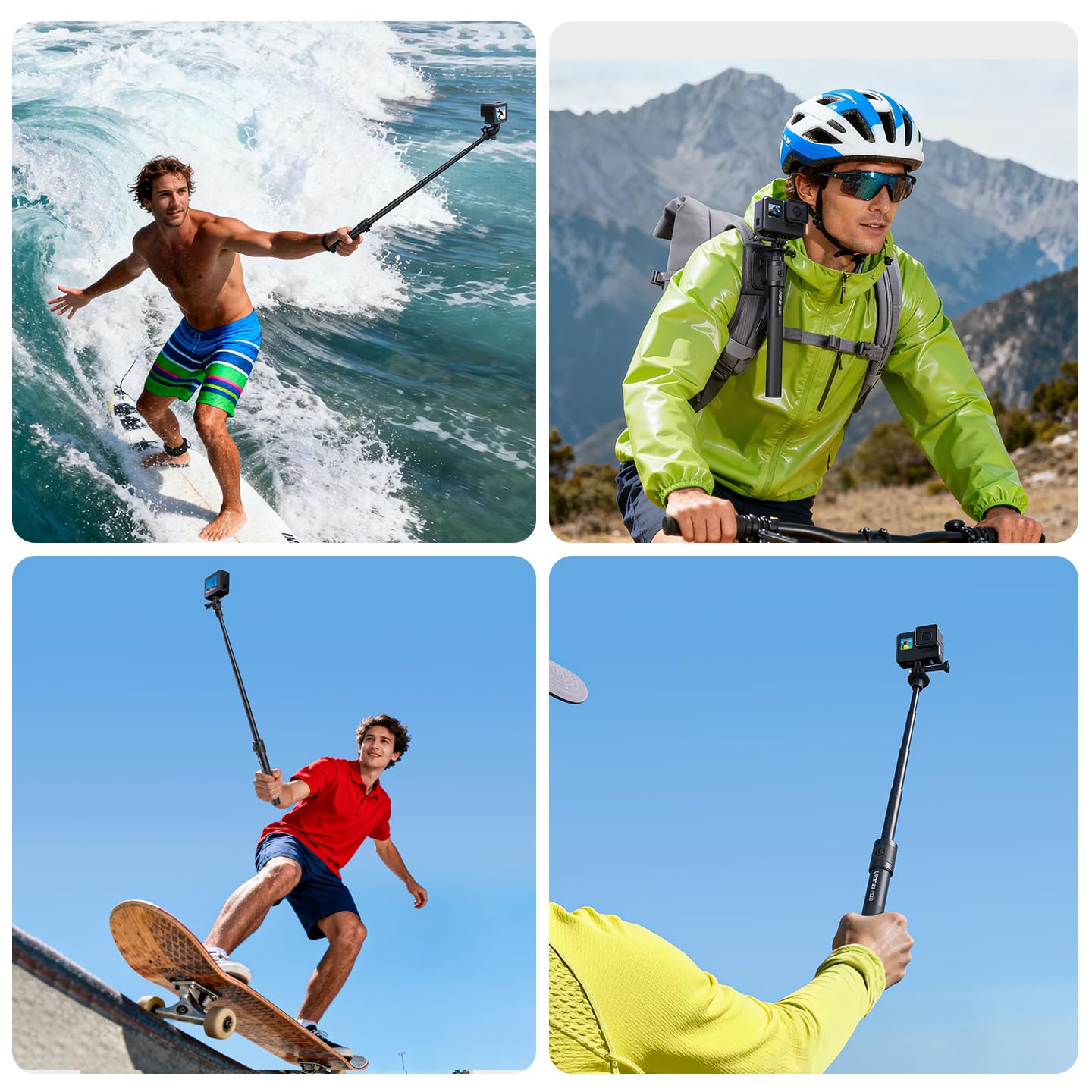 Ulanzi VL04 Kijek do selfie z paskiem na ramię, rozkładany monopod z adapterem do kamer sportowych GoPro, przenośny do Insta 360 X5/4/3 i DJI Pocket 3/Osmo Action 5/4/3