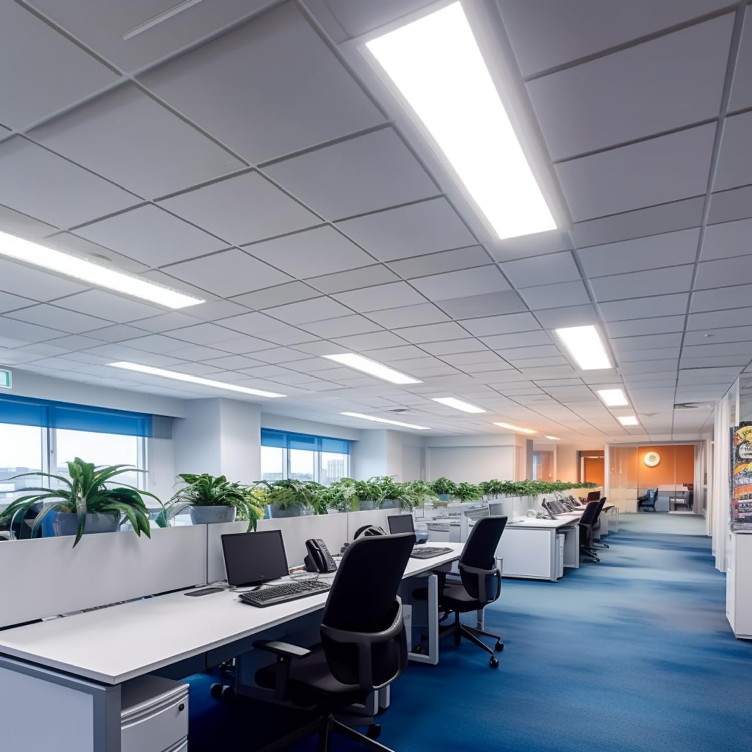 Europalamp - 6 Dalles LED 120x30 cm 40W - Lumière Blanc Froid 6000k 3600Lm Haute Luminosité - Diffuseur Réducteur d'Éblouissement et d'Inconfort - Adaptation aux Faux Plafonds Sans Modification