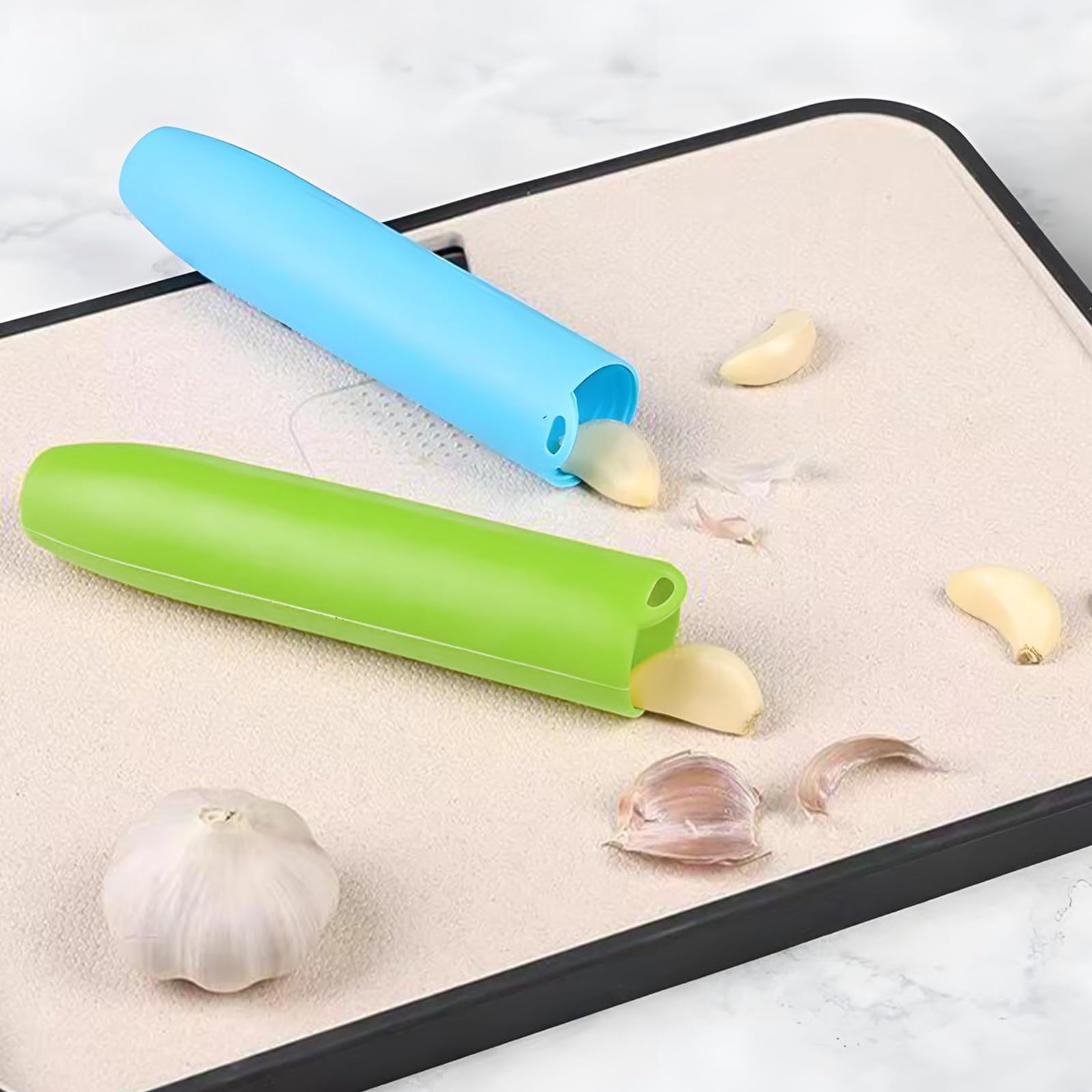 Generic DSP001 éplucheur d'ail en silicone ; Lot de 3 ; Tube d'épluchage d'ail ; Silicone de qualité alimentaire, sans BPA, pas de décoloration, agréable au toucher.