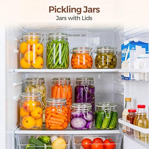 Miniatura 7 de ComSaf Airtight Glass Canister Set of 3 with Lids 34oz Food Storage Jar Square - Storage Container with Clear Preserving Seal Wire Clip Fastening