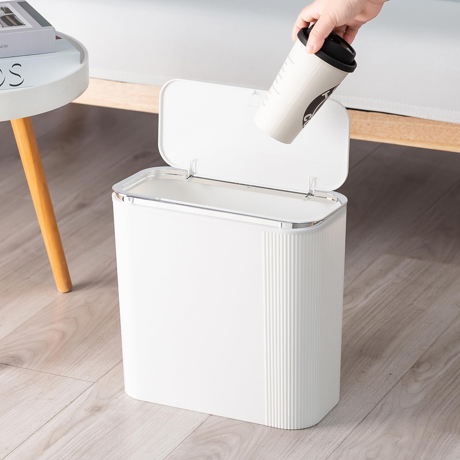 Sooyee 14 Liter Bathroom Trash Can with Lid,3.9 Gallon Bathroom Garbage ...