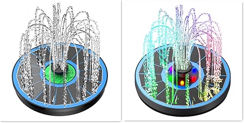 Yzert Bomba de fuente solar colorida + fuente de baño solar para pájaros con flor Yzert Bomba de fuente solar colorida + fuente de baño solar para pájaros con flor