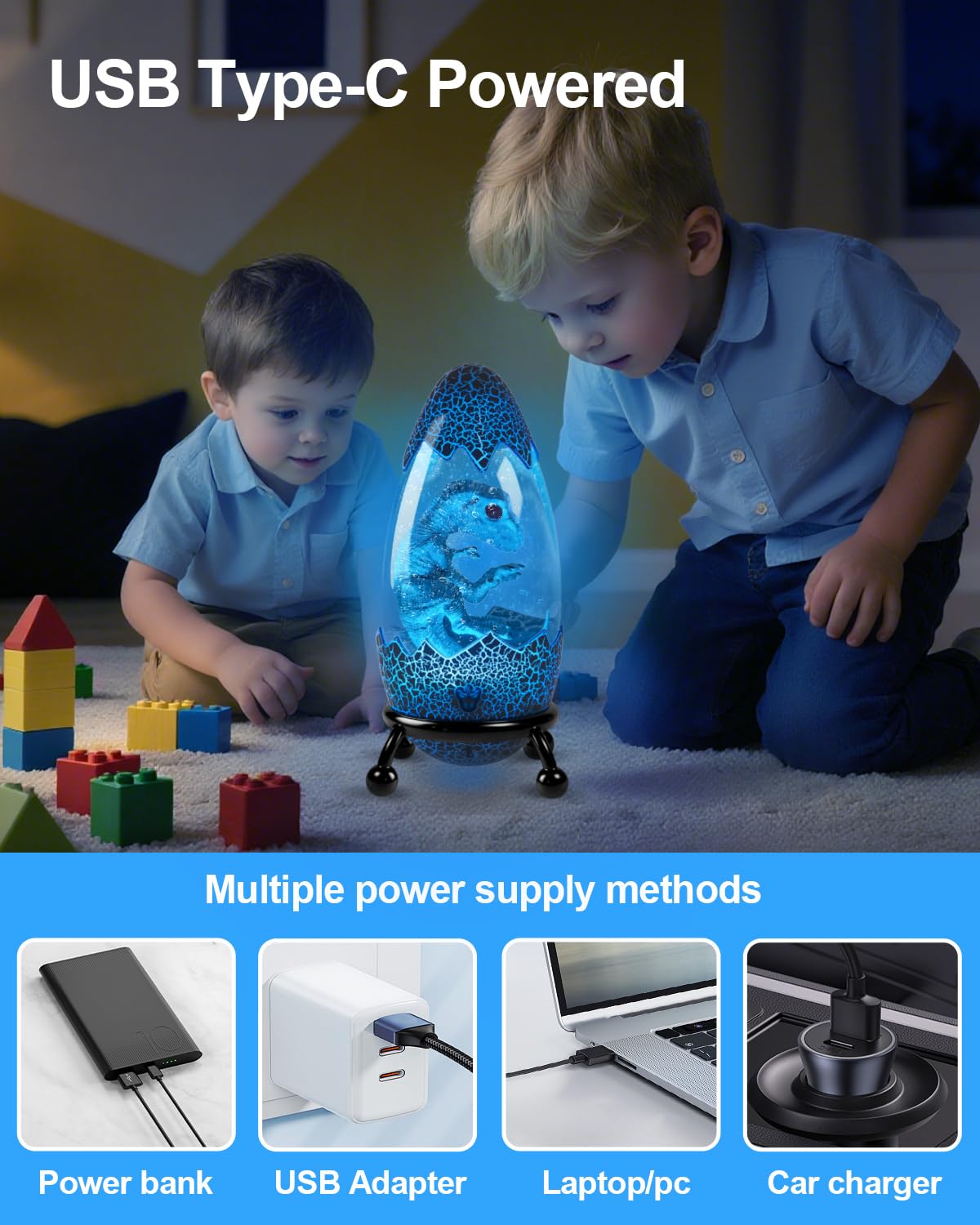 Lampe dinosaure LED en forme d'œuf de dinosaure avec télécommande, 13 couleurs changeantes, décoration tactile et télécommande pour la maison, la chambre d'enfant, idée de cadeau de Noël ou