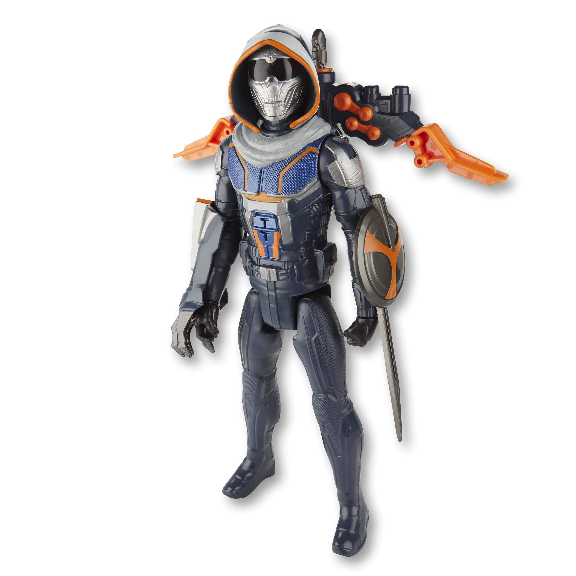 Marvel Black Widow Titan Hero Series Blast Gear Taskmaster Actionfigur, 30 cm Spielzeug, mit Launcher und Projektilen, ab 4 Jahren