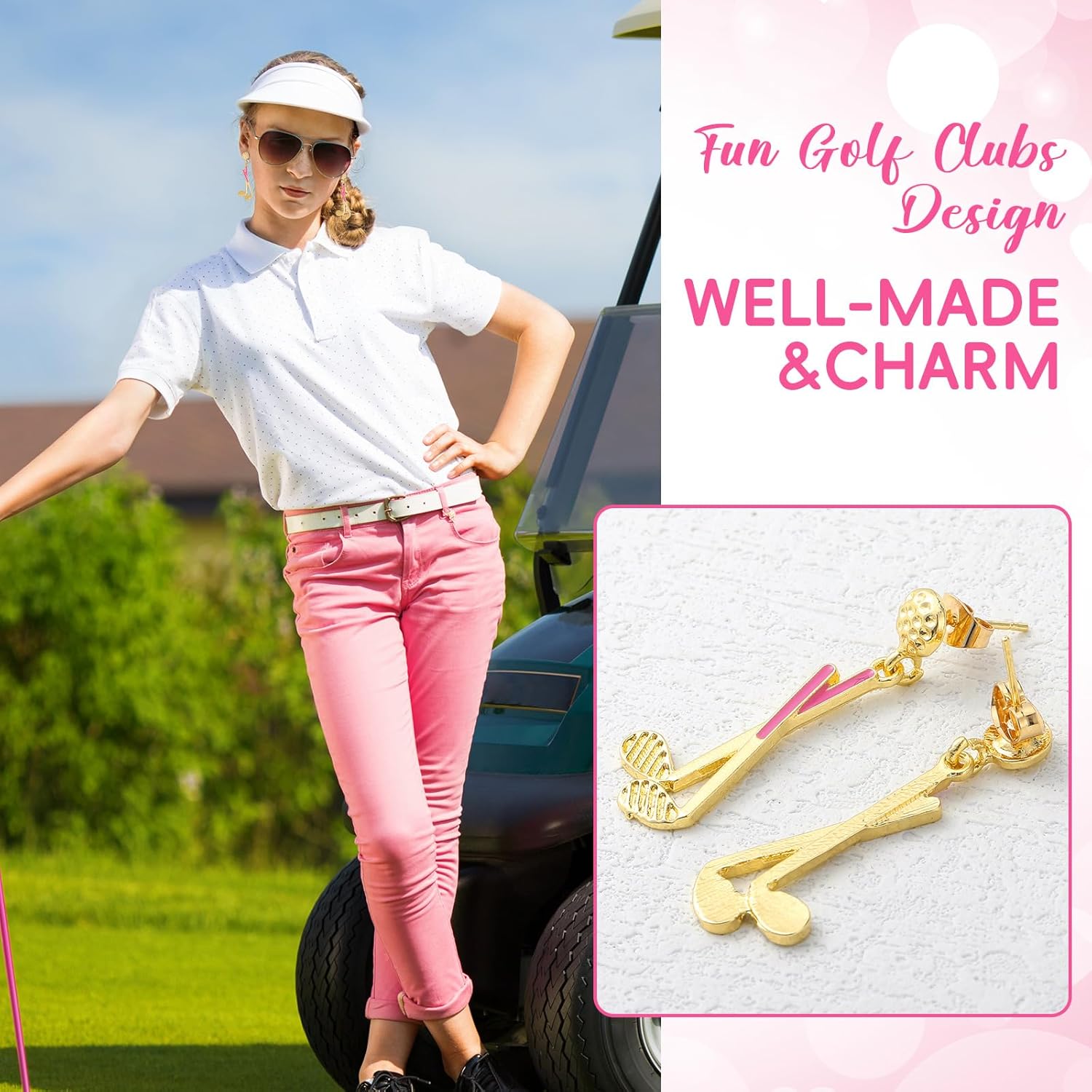 Quelay 8 Pairs Golf Earrings for Women Golf Accessories Jewelry Studs Birthday Christmas Gifts for Golfer Golfing Lovers - Image 6