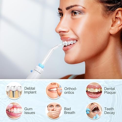 Miniatura 7 de Irrigador de agua, irrigador dental eléctrico para limpieza de dientes y frenillos, irrigador oral eléctrico para adultos y niños con 10 presiones y