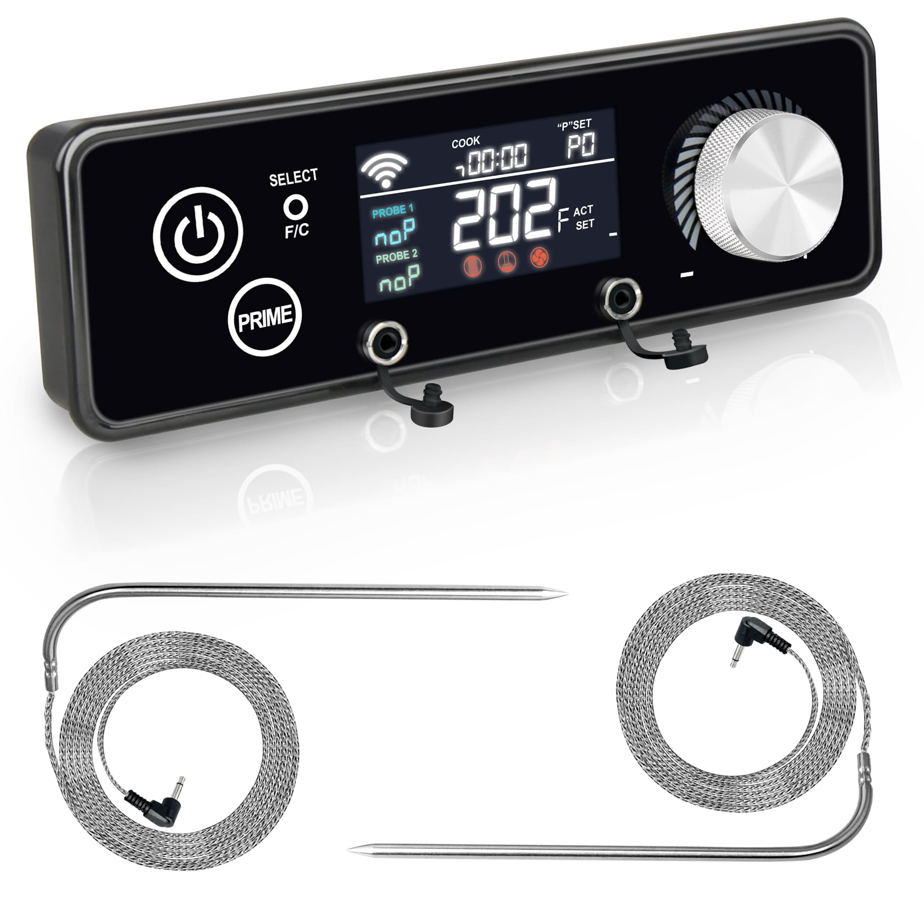 WiFi PID Controller for Pit Boss 300-1600 Pellet Grill Rectangular Control Panel Replacement Parts Digital Thermostat Board with Temperature Meat Probe BBQ Somker Accessories