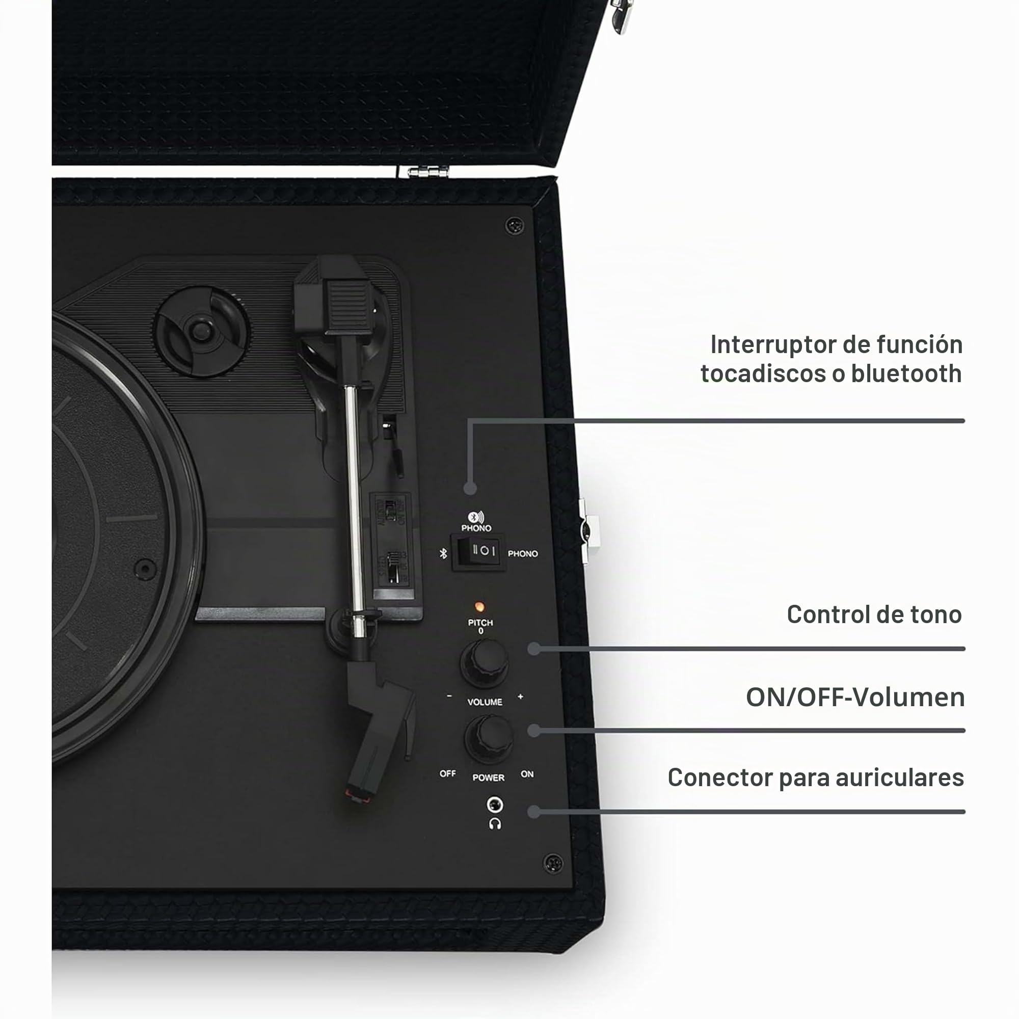 Crosley Voyager Tocadiscos con 2 Altavoces, Bluetooth In & out y AUX - Tocadiscos Retro de 3 velocidades - para vinilos de 7", 10" y 12" - Portátil con Estuche Integrado - Negro