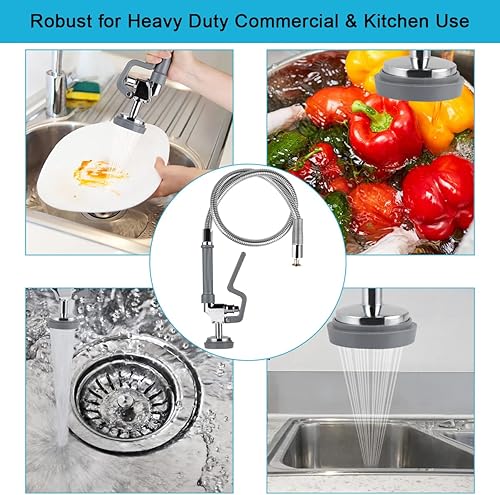 Miniatura 6 de Manguera de preenjuague con válvula de pulverización, manguera flexible de acero inoxidable de 60 pulgadas, kit de reemplazo de cabezal de boquilla