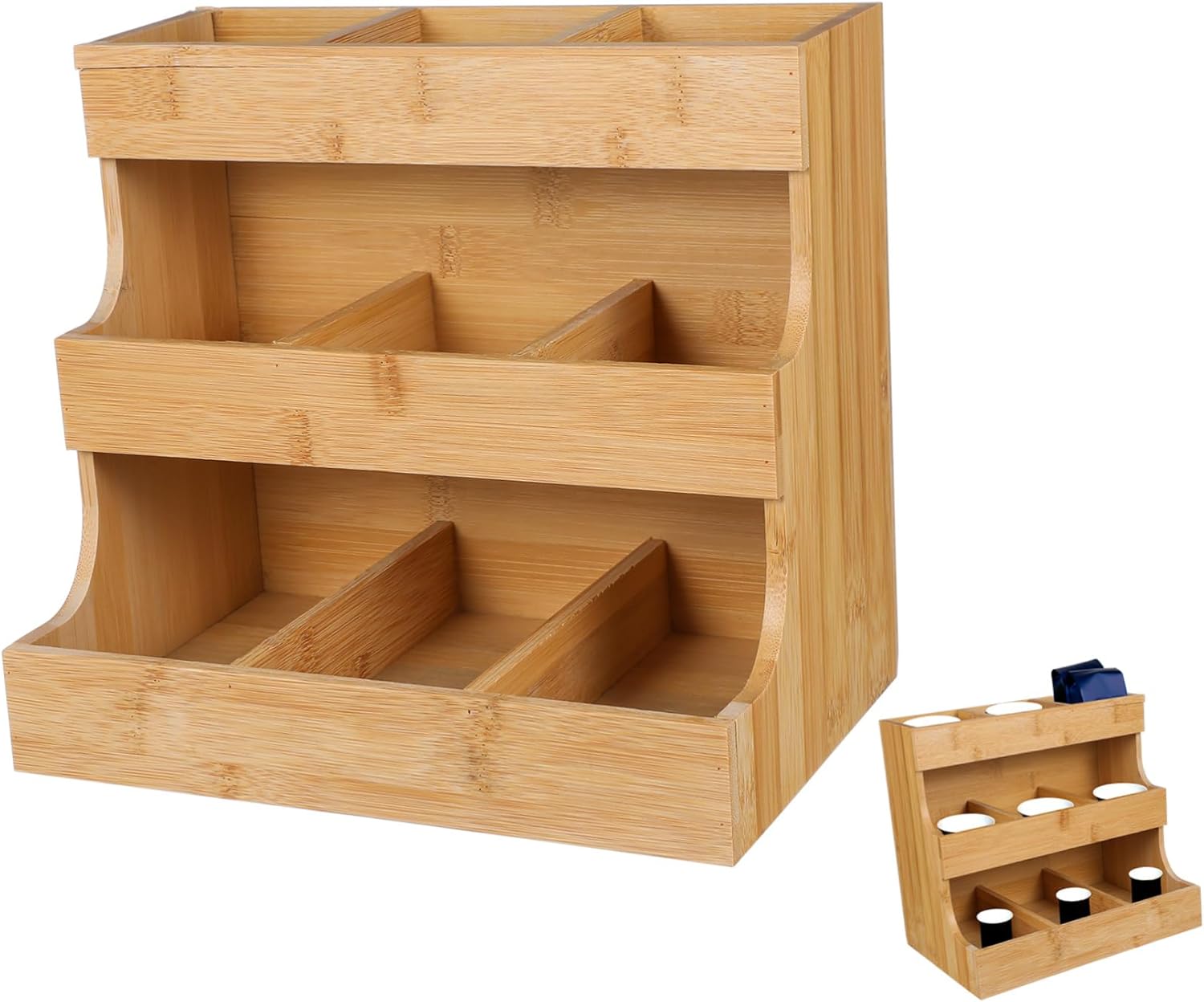 Wooden Coffee Bag Holder Storage Rack Tea Bag Organizer Compartment Small Sugar Case for Home and Office