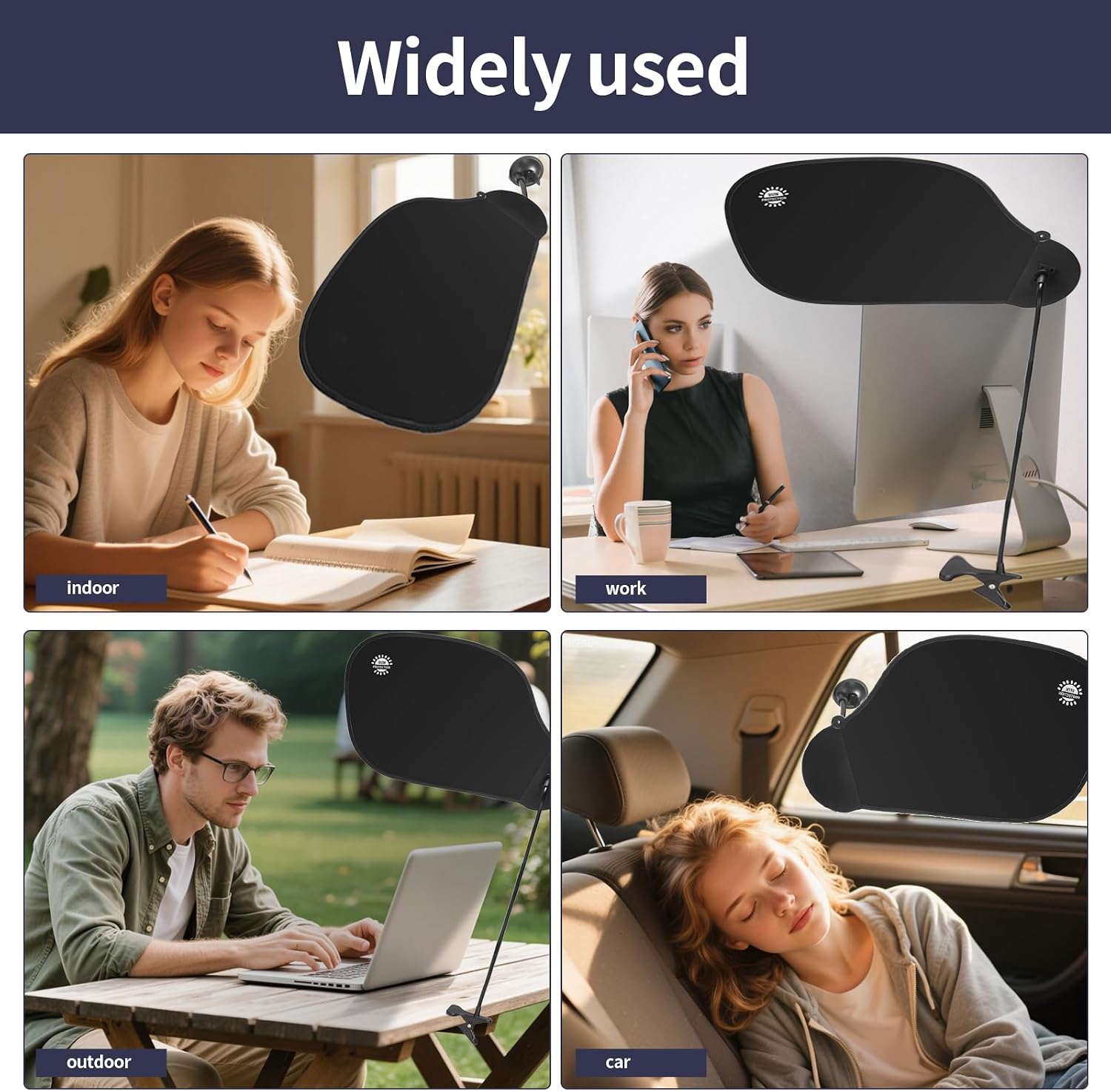 Adjustable Office Desk Shade, Portable Cubicle Shade with Clamp and Suction Cups, Laptop Sun Shade for Privacy, Essential Office Desk Accessories for Block Overhead Light, Glare and Disturbances.