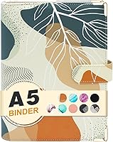 Vista 10 de Carpeta A6 recargable de piel sintética con 6 anillas, cubierta para cuaderno pequeño para papel de relleno A6, cubierta de planificador personal