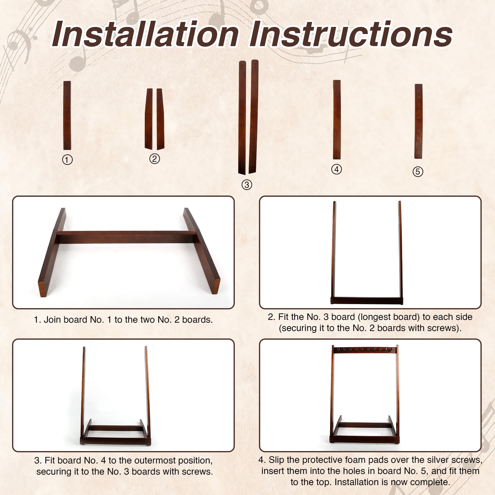 Soporte de madera para 5 guitarras, pie en el suelo, soporte múltiple para guitarra, soporte múltiple para exhibición para estudio y hogar, adecuado para guitarras eléctricas, Akusti