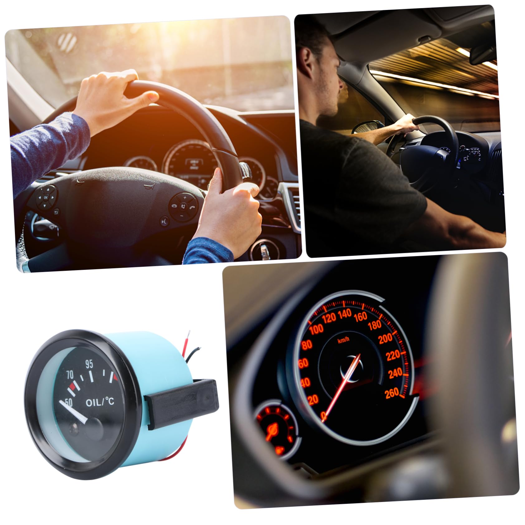 Gatuida 2piezas Medidor De Temperatura De Con Luz Led y Soporte Rango De Indicador De Temperatura Para Automóviles Diseño Negro