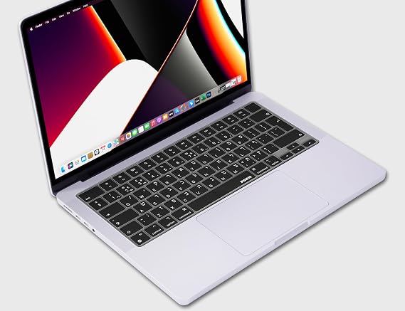 XSKN Hebrew Black EU Version Silicone Keyboard Cover for Apple MacBook Air 13/15 inch with M5/M4/M3/M2 Chip and MacBook Neo with A18 Pro Chip