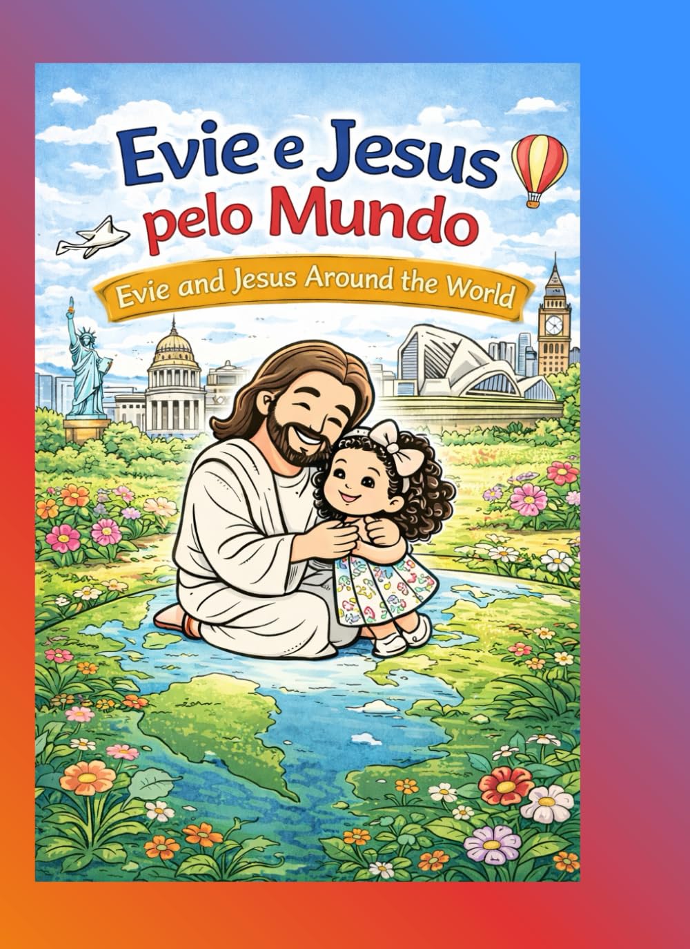 Evie e Jesus pelo Mundo: Livro de Pintura Cristão para Crianças Com Versículos Bíblicos em Português e Inglês