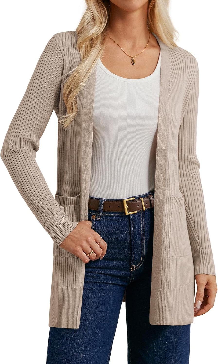 GRACE KARIN Long Sleeve Cardigan Sweaters for Women, Lightweight Long Cardigans, Open Front Dressy Casual Jacket